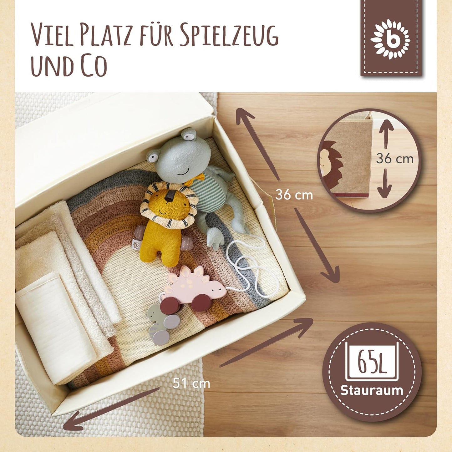 Aufbewahrungsbox Igel Piksi mit Deckel, Igel Piksi