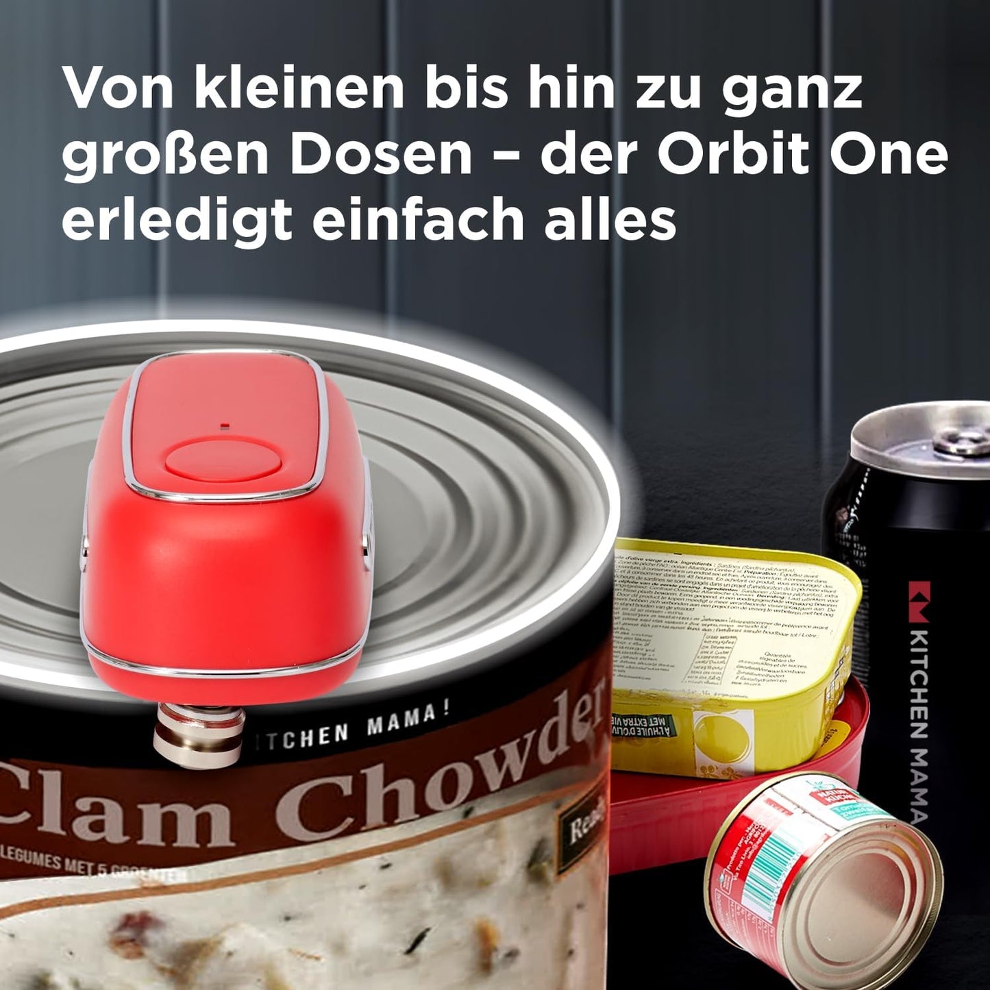 Wiederaufladbarer Dosenöffner mit USB-C, Rot
