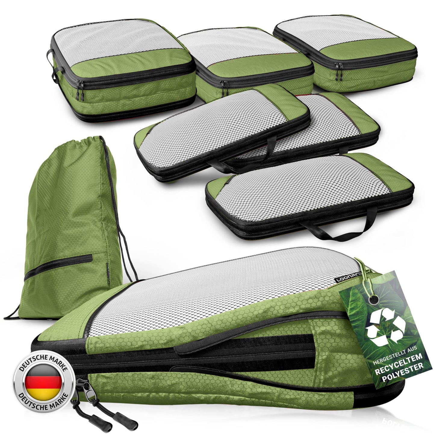 7-teiliges Packwürfel-Set, Olive Odyssey - Grün 7-teilig