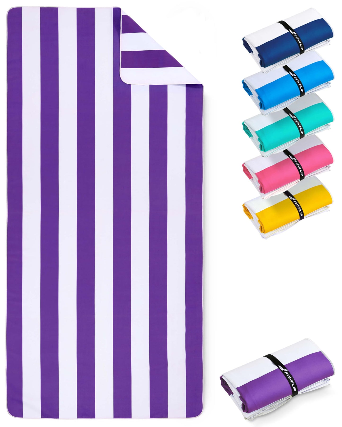 Schnelltrocknendes Strandhandtuch, 160cm x 90cm 05 Violett - Weiss