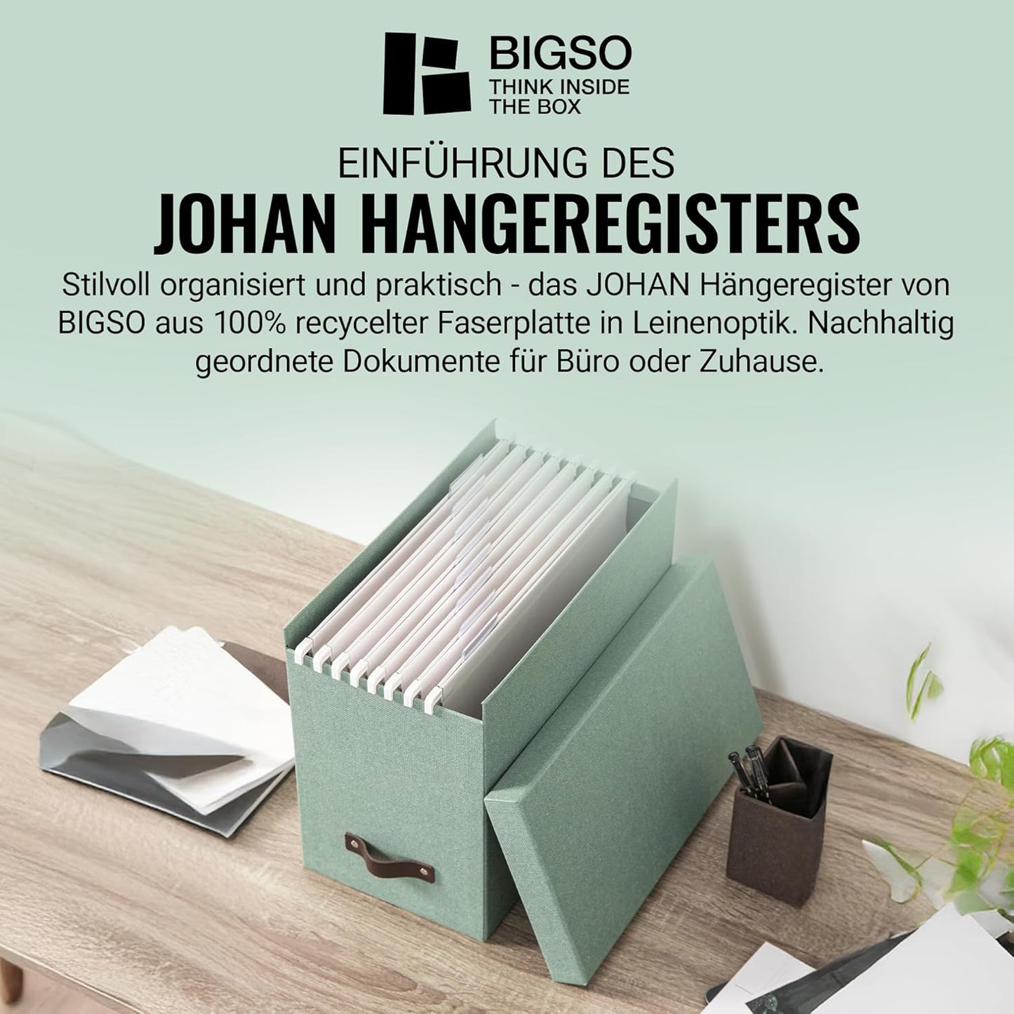 Hängeregisterbox für A4-Dokumente, Soft Teal C16 35 x 18.5 x 27 cm
