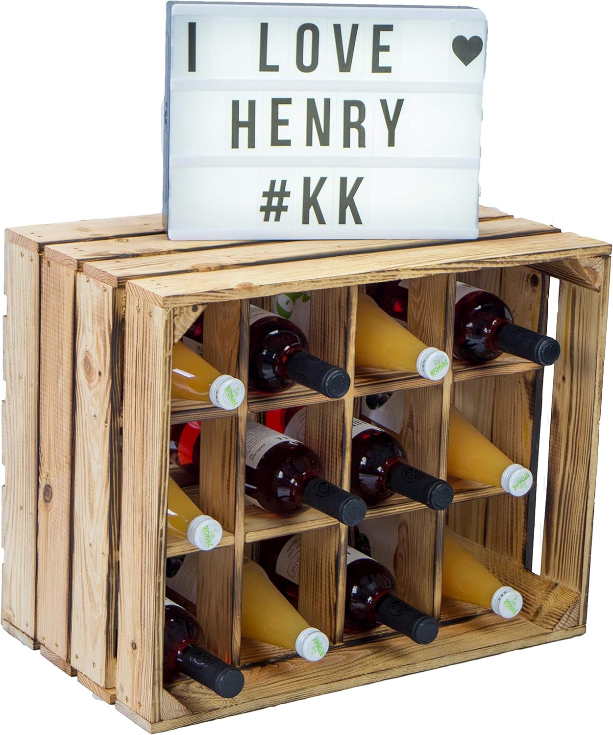 Stapelbares Weinregal Henry für 12 Flaschen, Geflammt