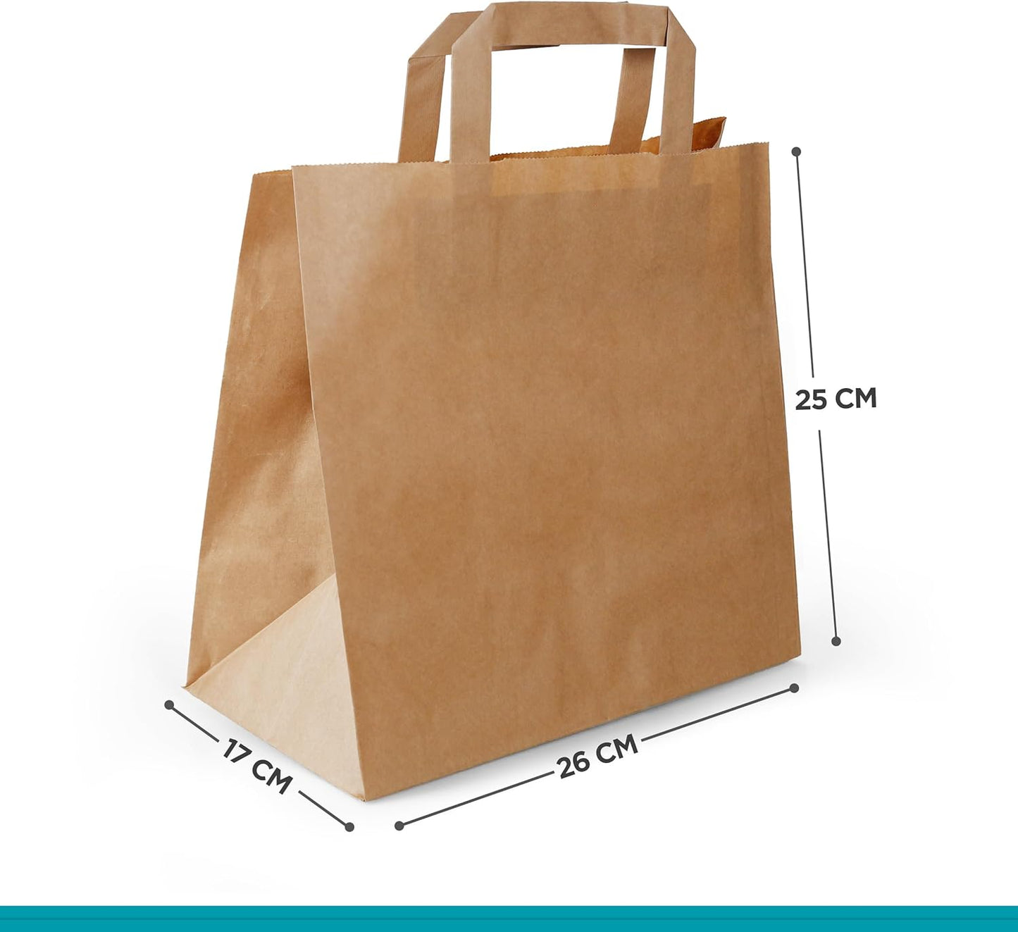 Papiertragetaschen, 26+17 x 25 cm - 250 Stück, Braun