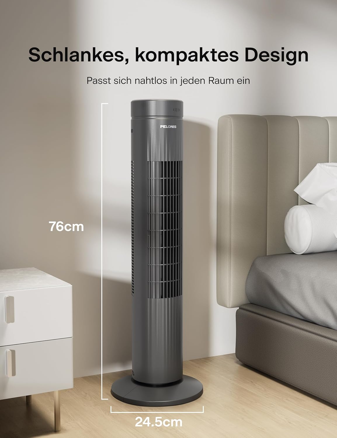 Turmventilator mit Fernbedienung, 76CM Turmventilator