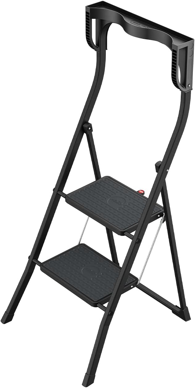 K77 ComfortLine Klapptritt, 2-stufige Trittleiter, Schwarz 2 Stufen
