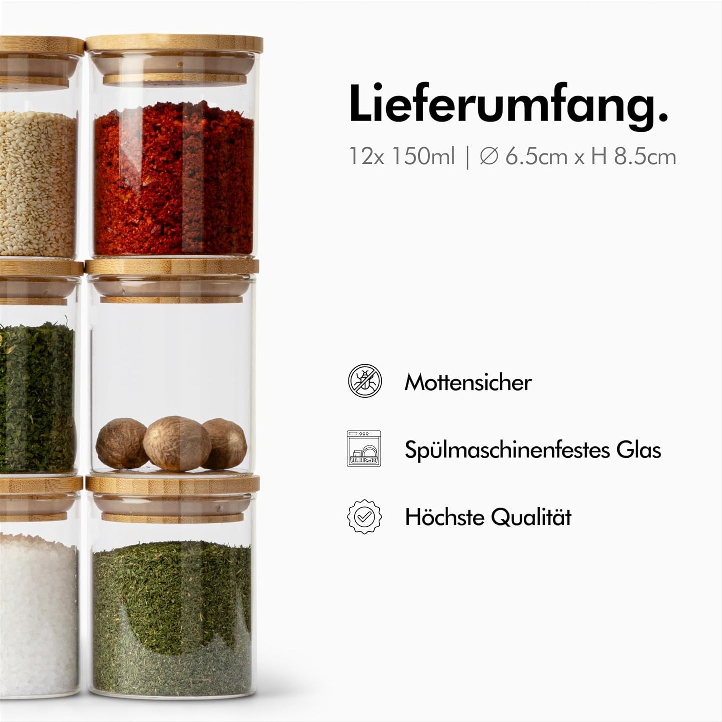 12-teiliges Gewürzgläser-Set, 12x 150ml