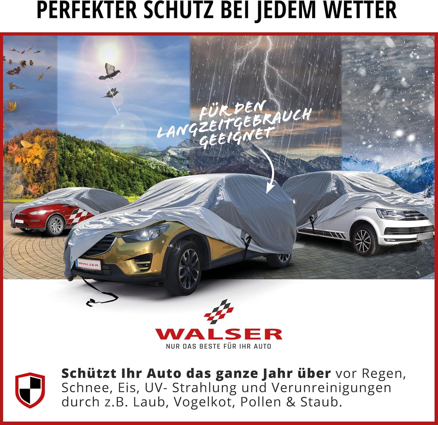 Abdeckplane Auto All Weather Plus, Autoplane Vollgarage Grösse 2 PKW grau, Grösse 2: PKW 430 - max. 482 cm Länge Anthrazit