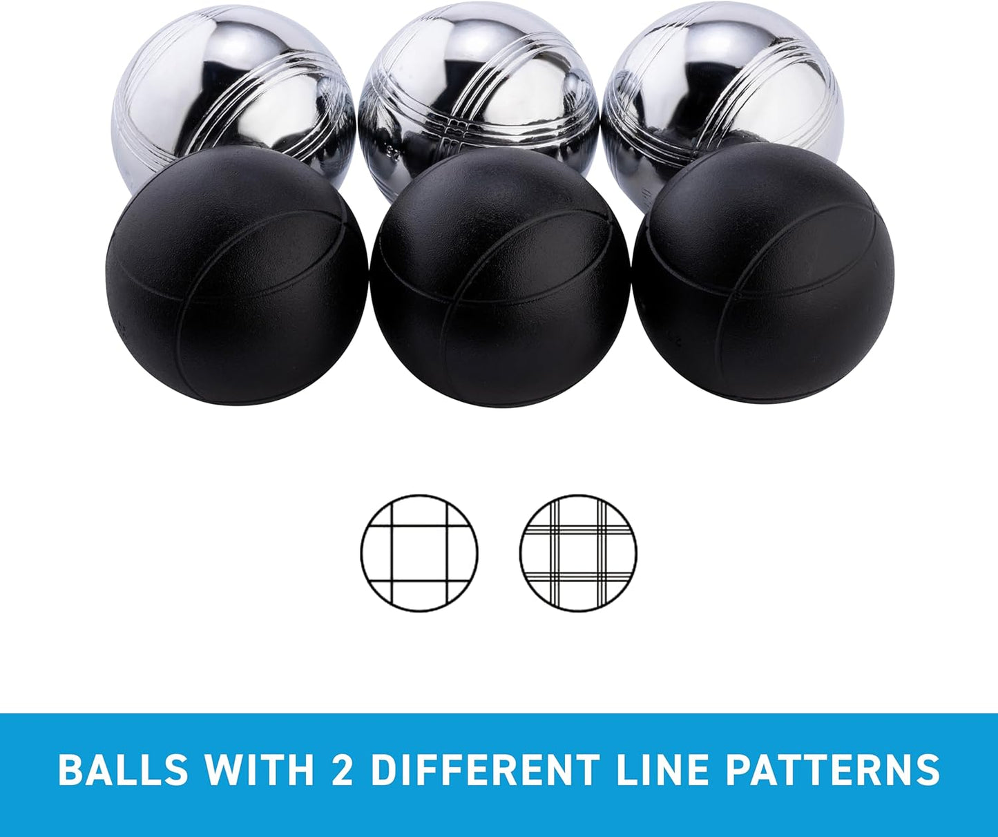 6 Boulekugeln im Beutel, Boule Set in klassischem Stil