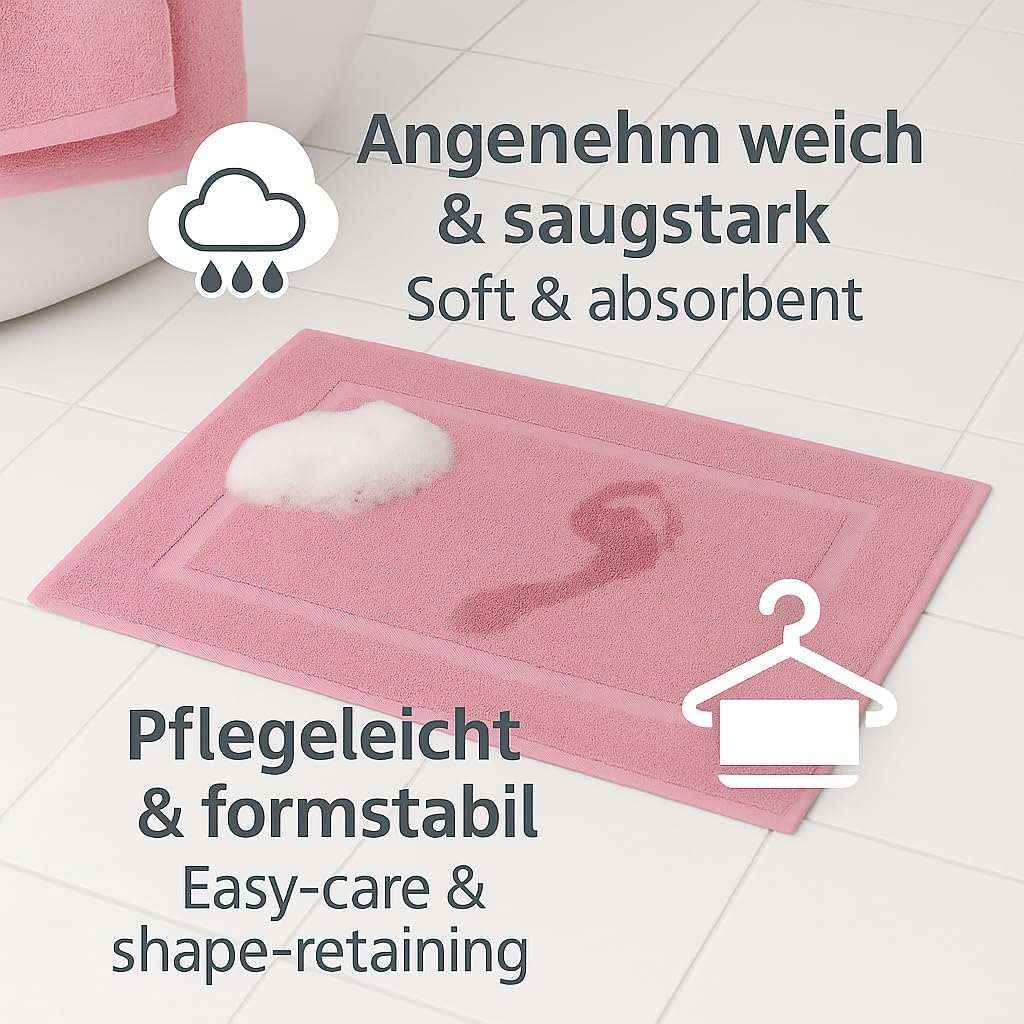 2er-Set Badematten, 50x70 cm, 2x Badvorleger Altrosa