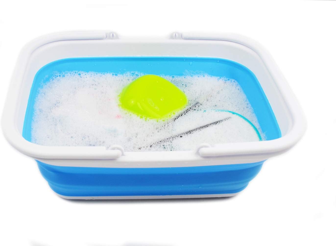 Faltbarer Korb mit Griff, White/Marine Blue