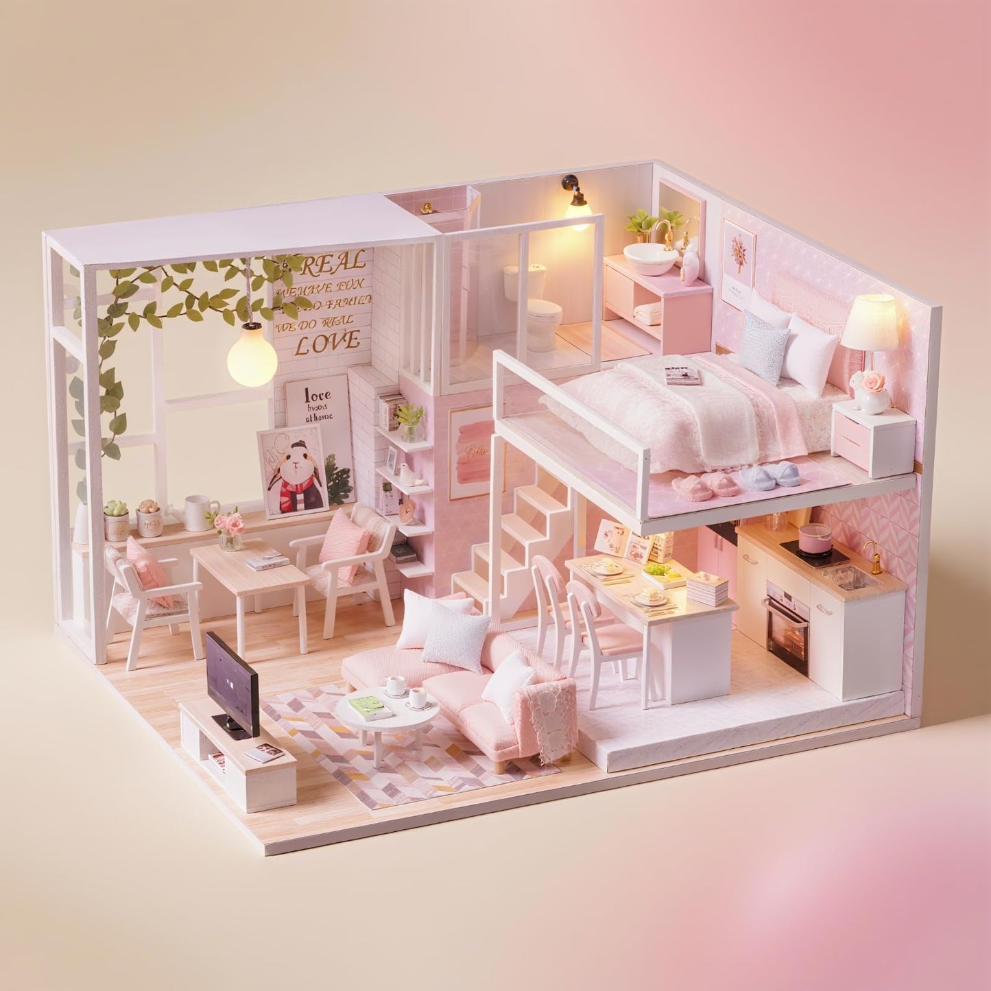 DIY Miniaturmodell-Kit mit LED, Ruhiges Leben