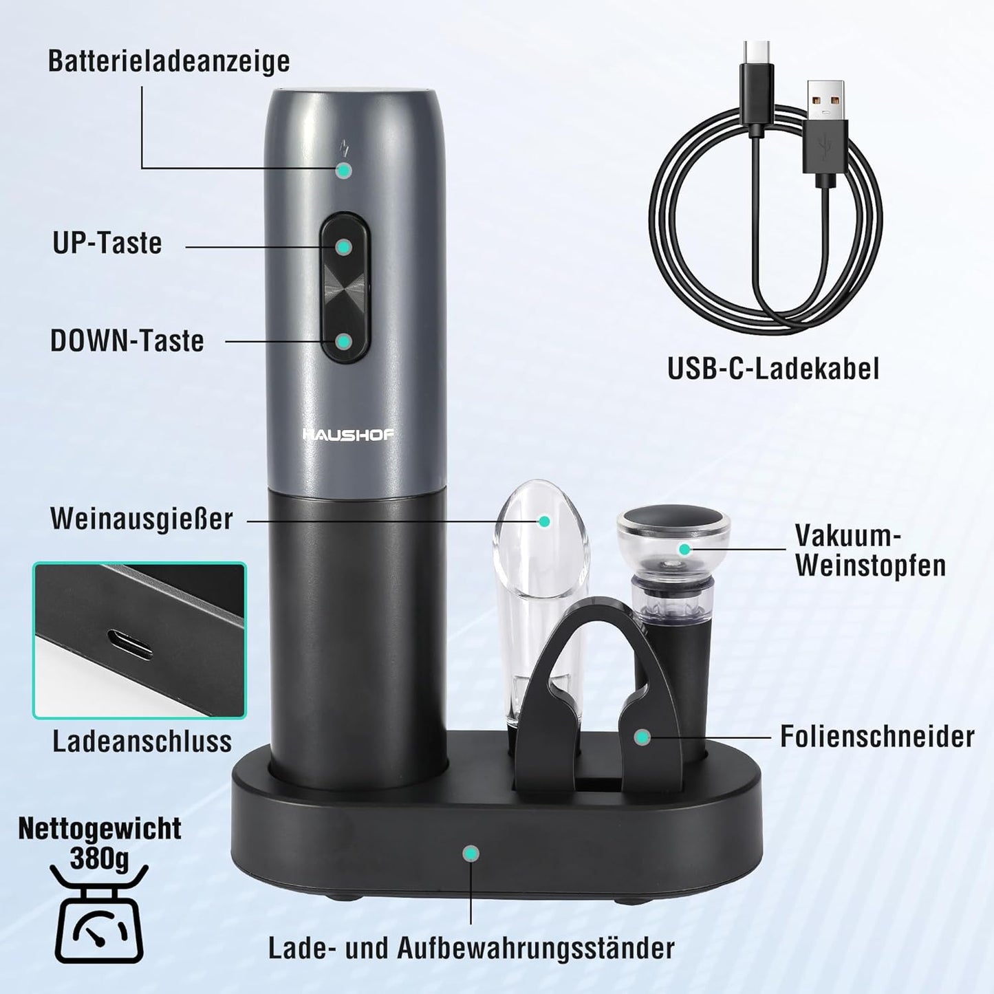 Elektrischer 4-in-1 Weinflaschenöffner