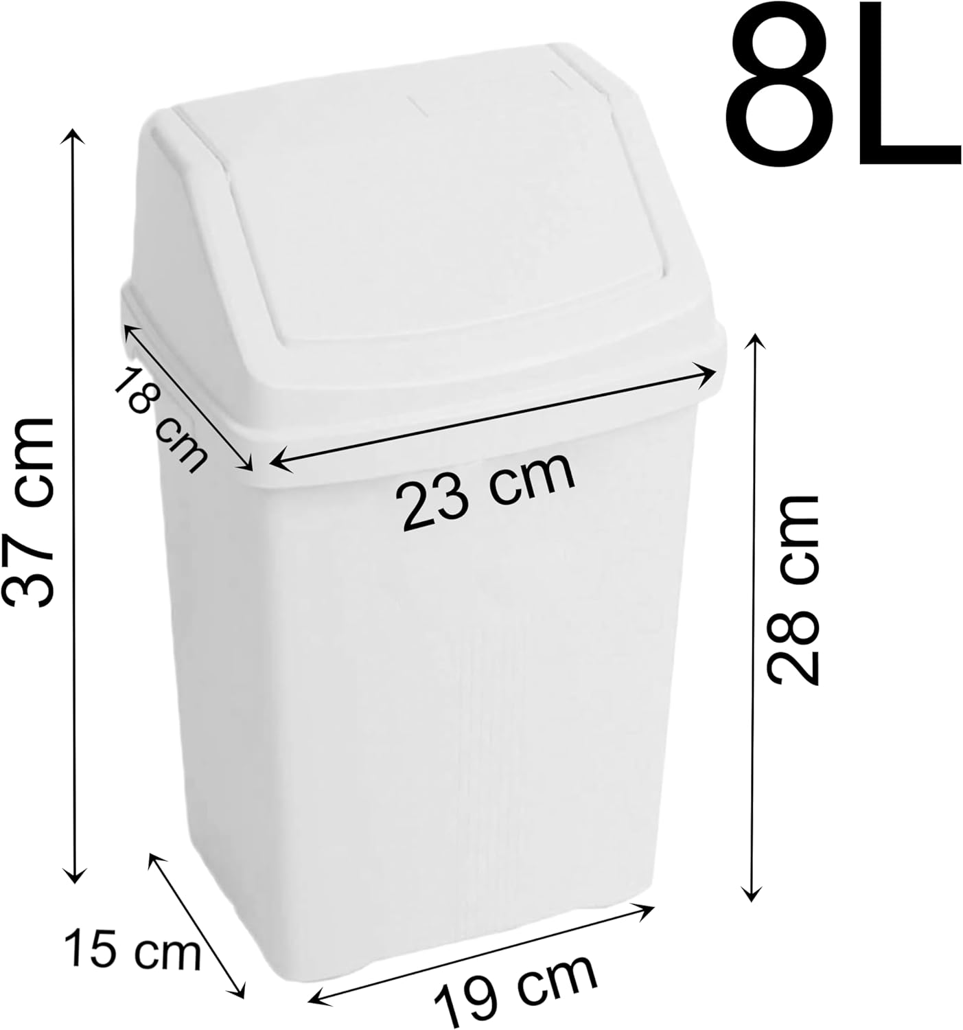 2 x Schwingdeckeleimer, Weiss 2 x 8 Liter