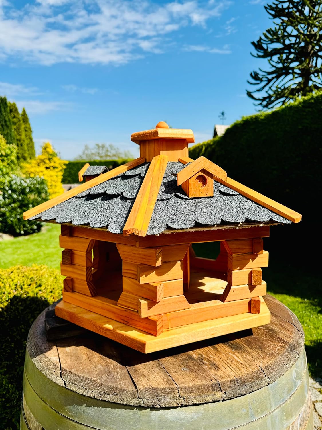Sechseck-Vogelhaus, Größe XL ohne Ständer Schwarz - Braun