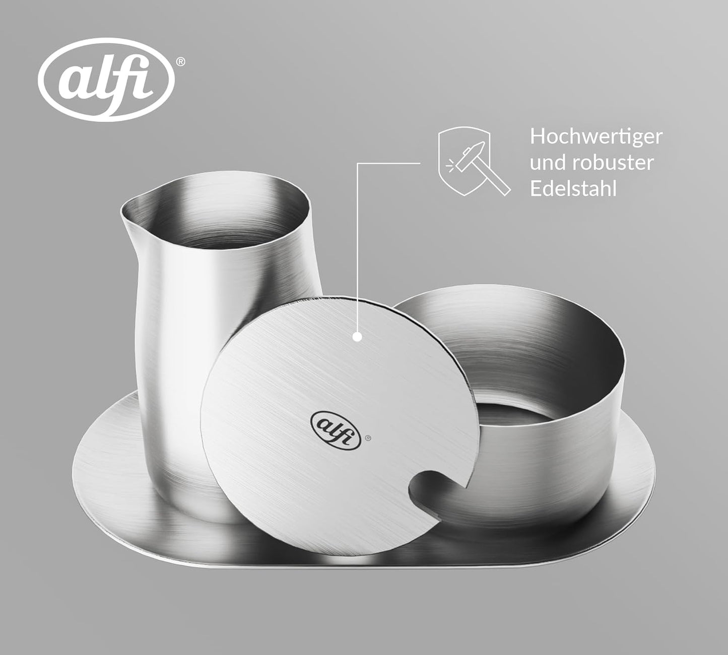 Milch- und Zuckerset, Stainless Steel Mat