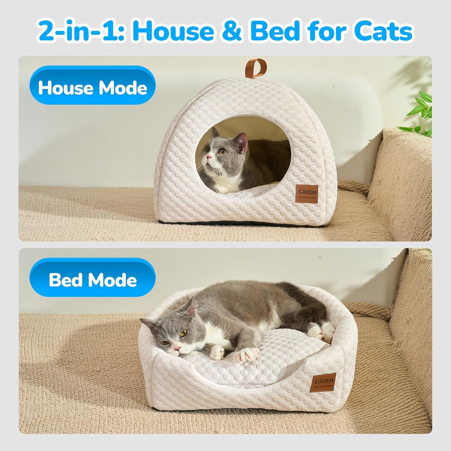 2-in-1 kühlendes Katzenkühlhaus und -bett, Braun