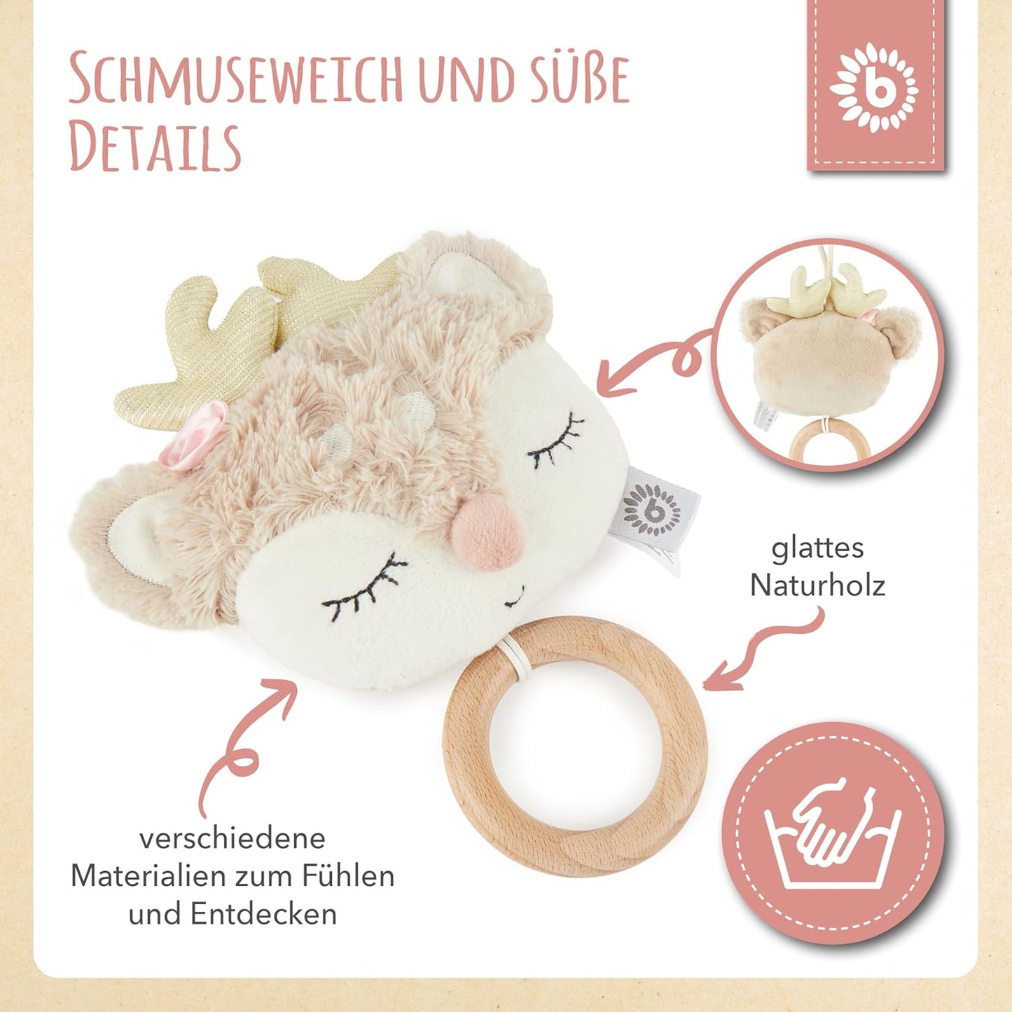 Musikspieluhr Reh, Rosa