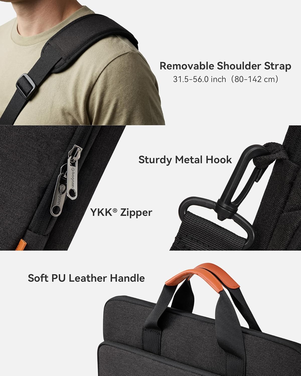 Erweiterbare Laptoptasche für 16 Zoll, Schwarz 15.6-16