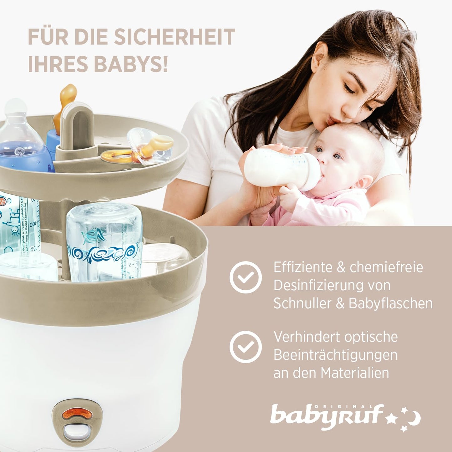 Dampfsterilisator für Babyflaschen, Beige