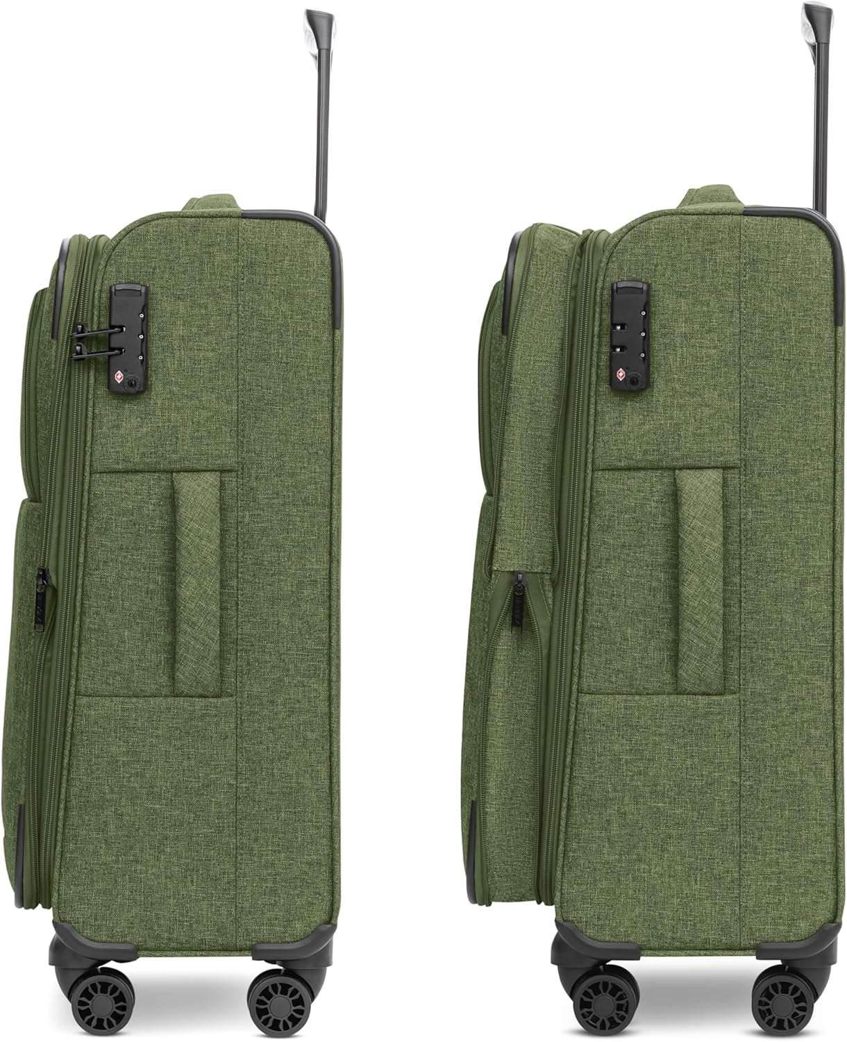 Essentials 12 THREE SET 4-Rollen Kofferset 3-tlg. mit Dehnfalte, Kofferset (3-teilig) erweiterbar Olive