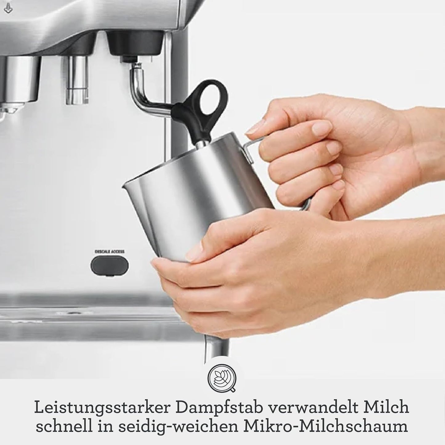 Dual Boiler Espressomaschine mit Milchaufschäumer, Gebürsteter Edelstahl