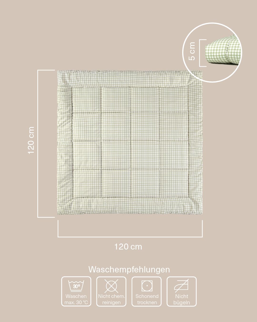 Multifunktionale Krabbel- und Spieldecke, Mint Tea 120x120