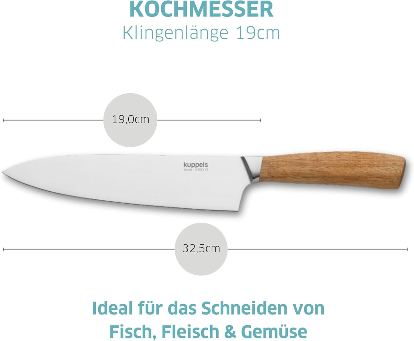 Kochmesser mit Akazienholzgriff, Kochmesser