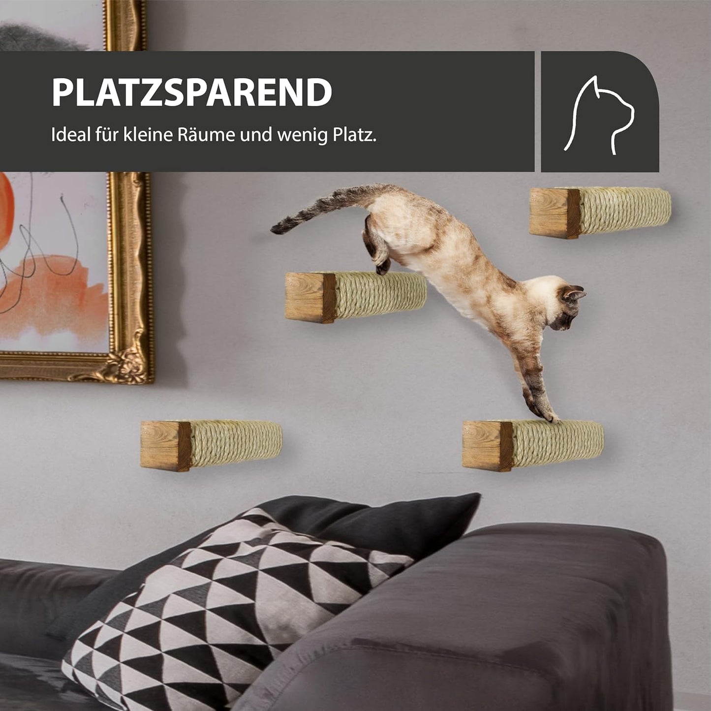 Katzentreppe Kletterwand-Set (4 Stück, Holz), 4er Set