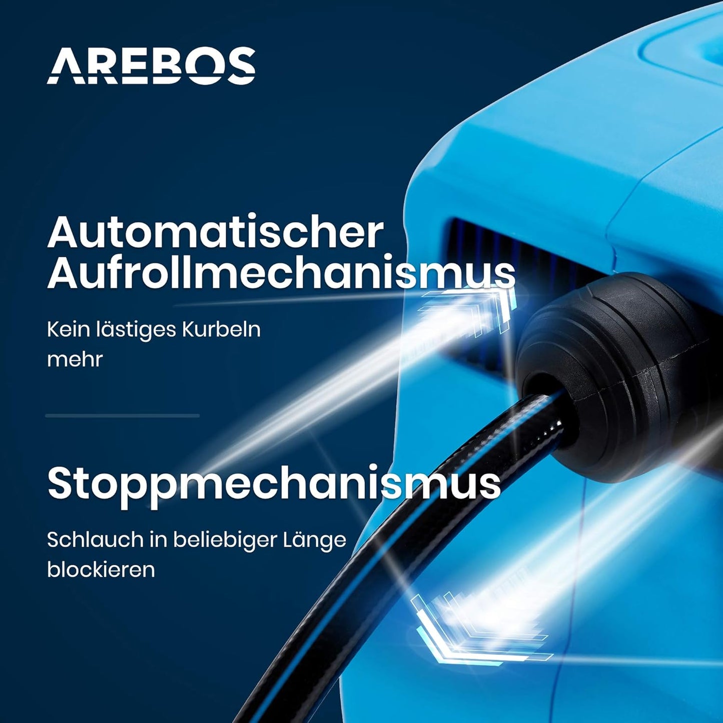 Schlauchaufroller mit 15m Schlauchtrommel, Blau