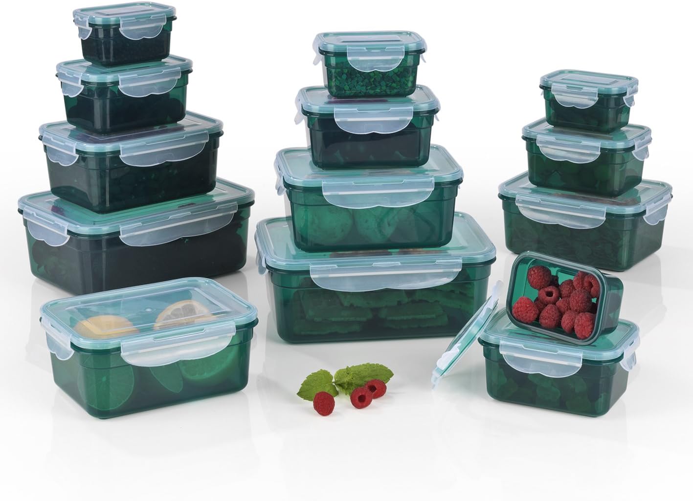 Frischhaltedosen Set, 14er Set, Smaragdgrün