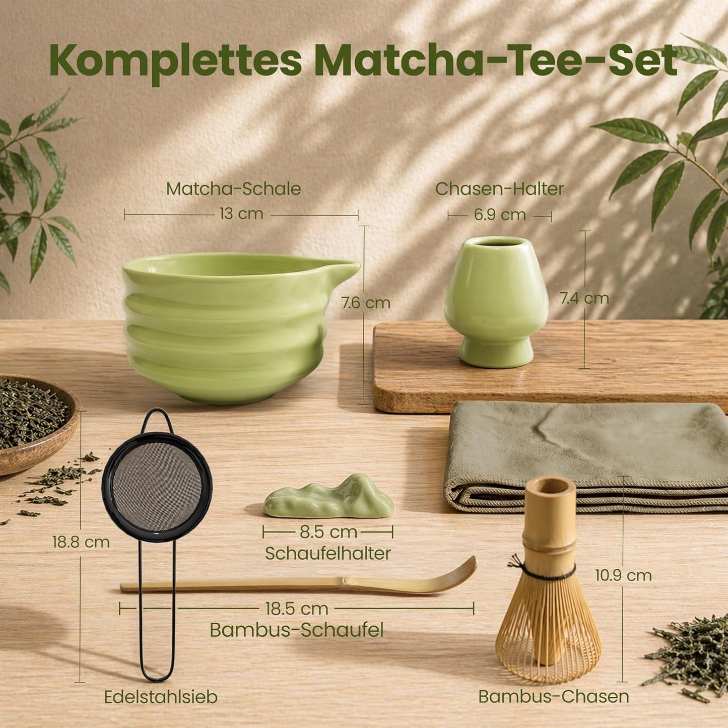 Matcha Tee Set mit Zubehör, Grün