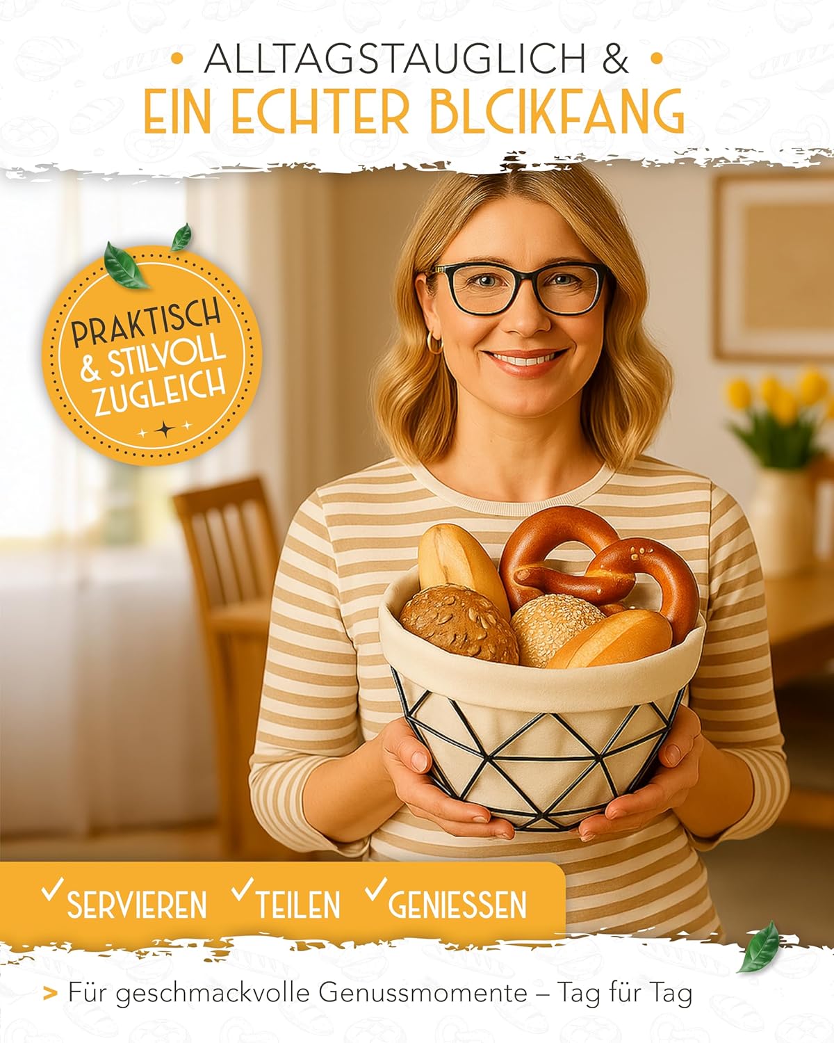 Brotkorb mit Metallgestell, Brotkorb mit Metallgestell