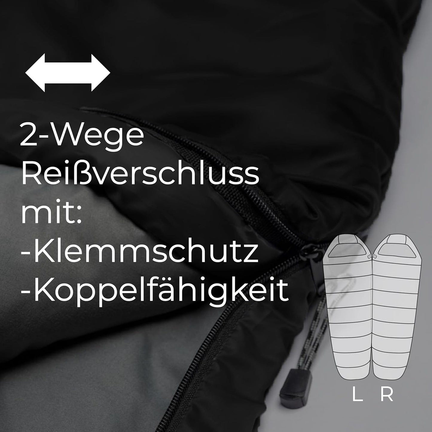 Ultraleichter Sommerschlafsack, Schwarz