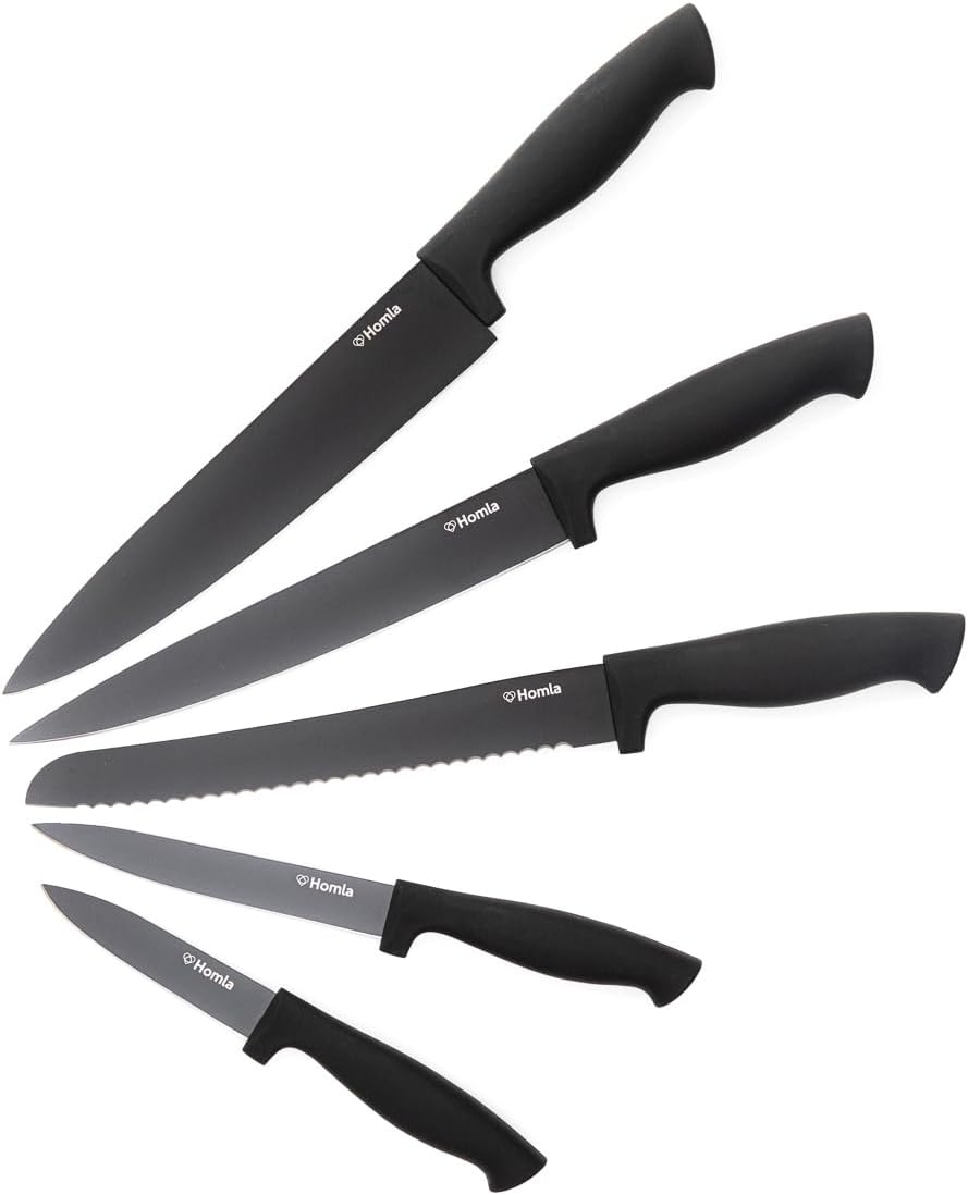 6-teiliges Messerblock-Set, Schwarz