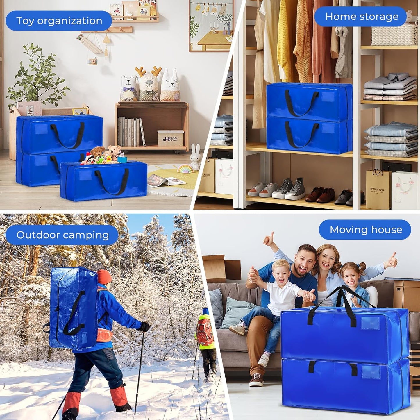 Grosse Aufbewahrungstaschen-Set (6 Stück, 90L), Blau