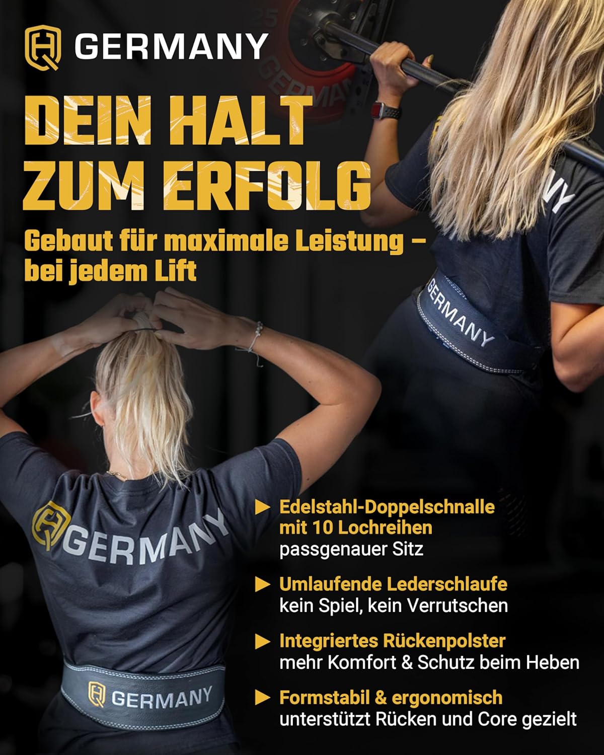 Gewichthebergürtel aus Rindsleder, Weightlifting - 7mm S
