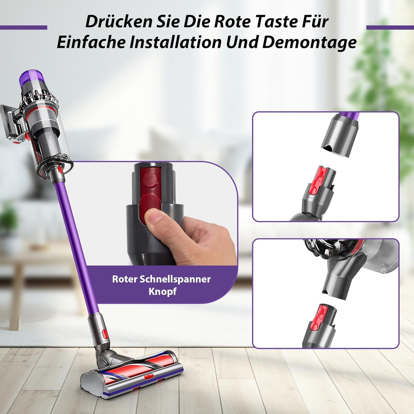 Teleskop-Verlängerungsrohr für Dyson Staubsauger, Lila