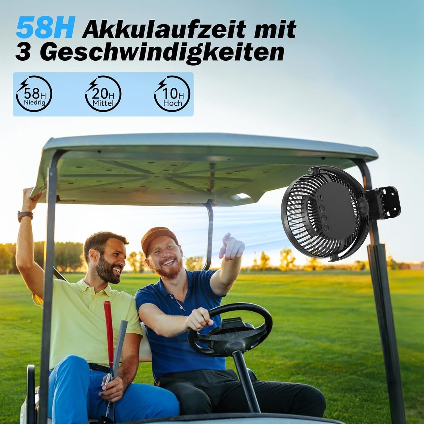 Clip-Ventilator mit Fernbedienung & LED-Lichtern, Schwarz