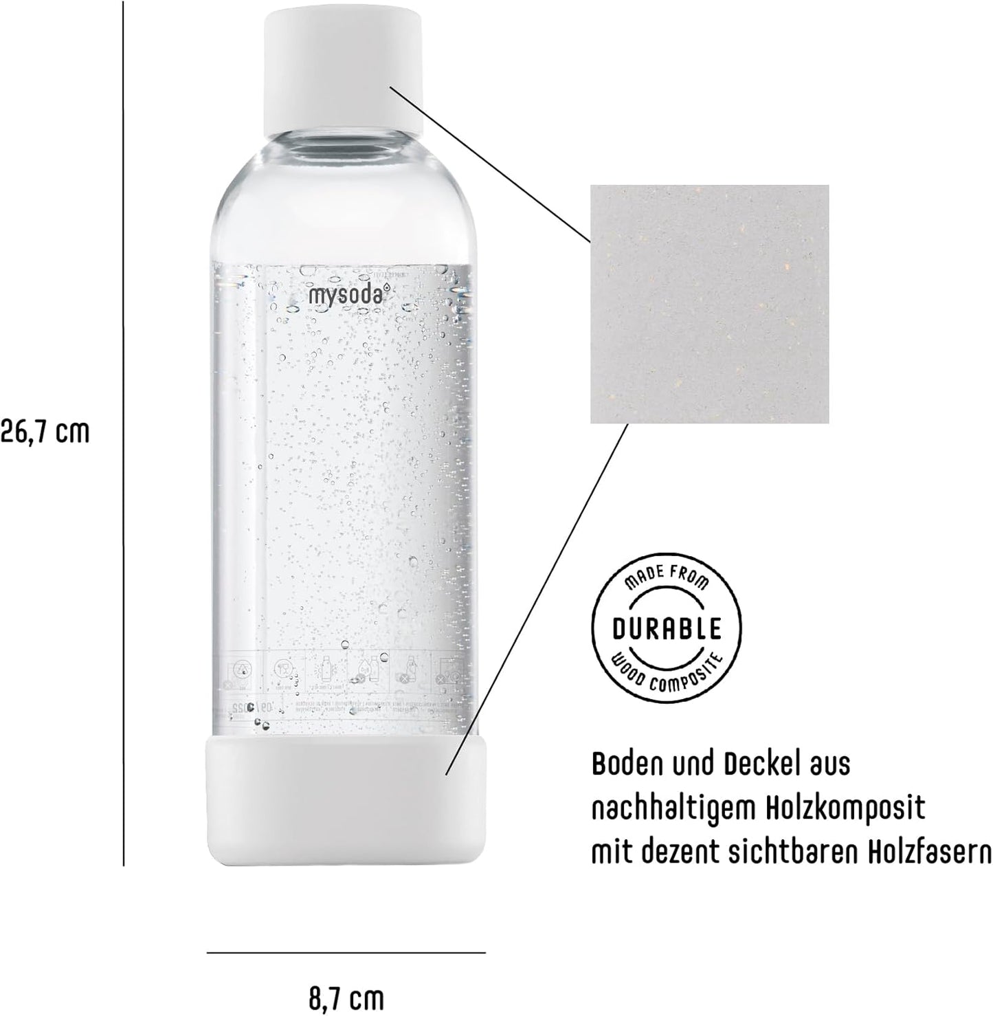 Wasserflasche für Wassersprudler, 2x1L, Weiss 1000 ml