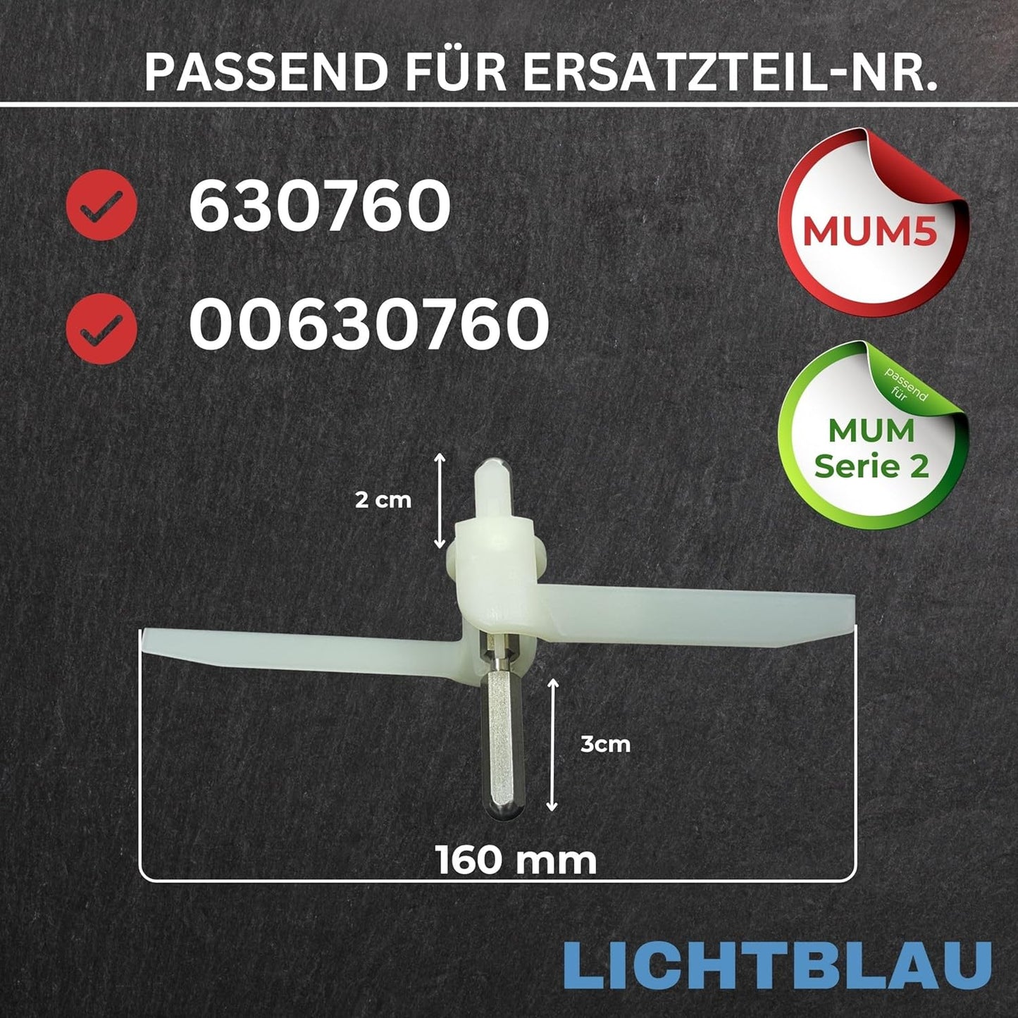 2er-Set Flügelrad für Bosch Küchenmaschinen, 2 x 630760