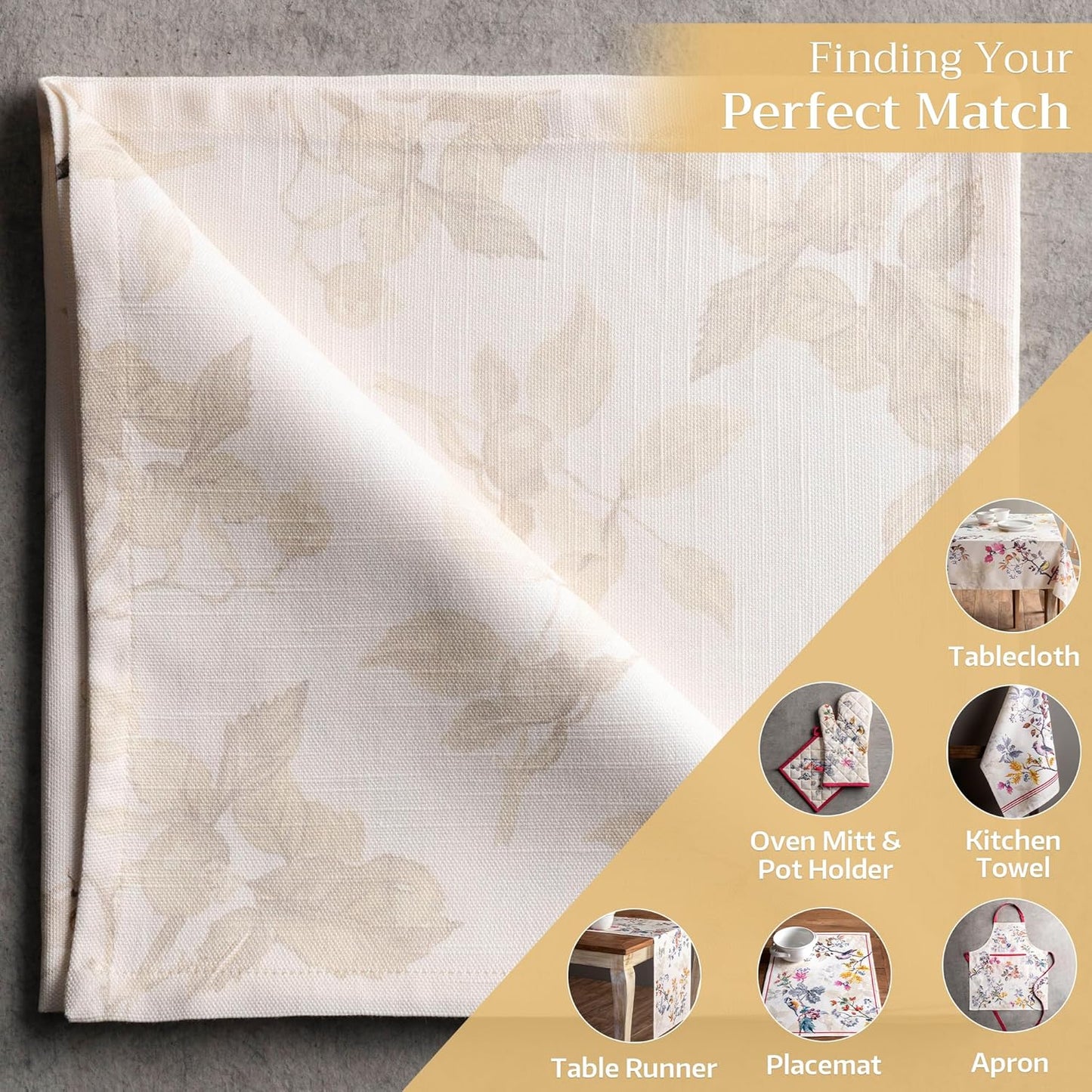 4er-Set Stoffservietten, Tagundnachtgleiche, Beige
