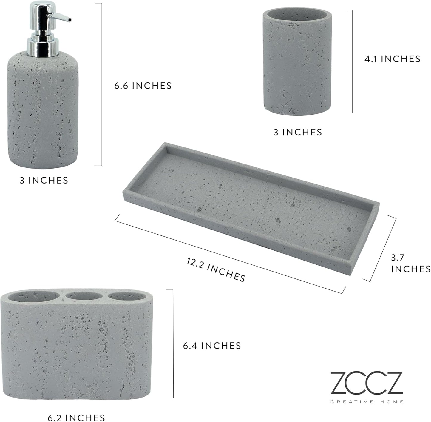 Badezimmer-Zubehör-Set (4-teilig) mit Seifenspender, Grau 4pcs