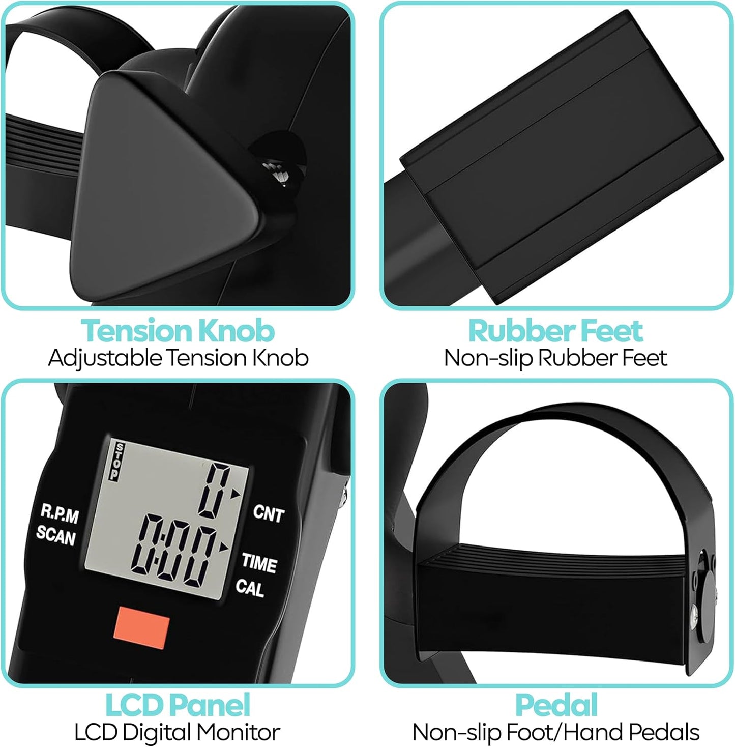 PED2 Mini-Heimtrainer für Arme und Beine, Schwarz PED2