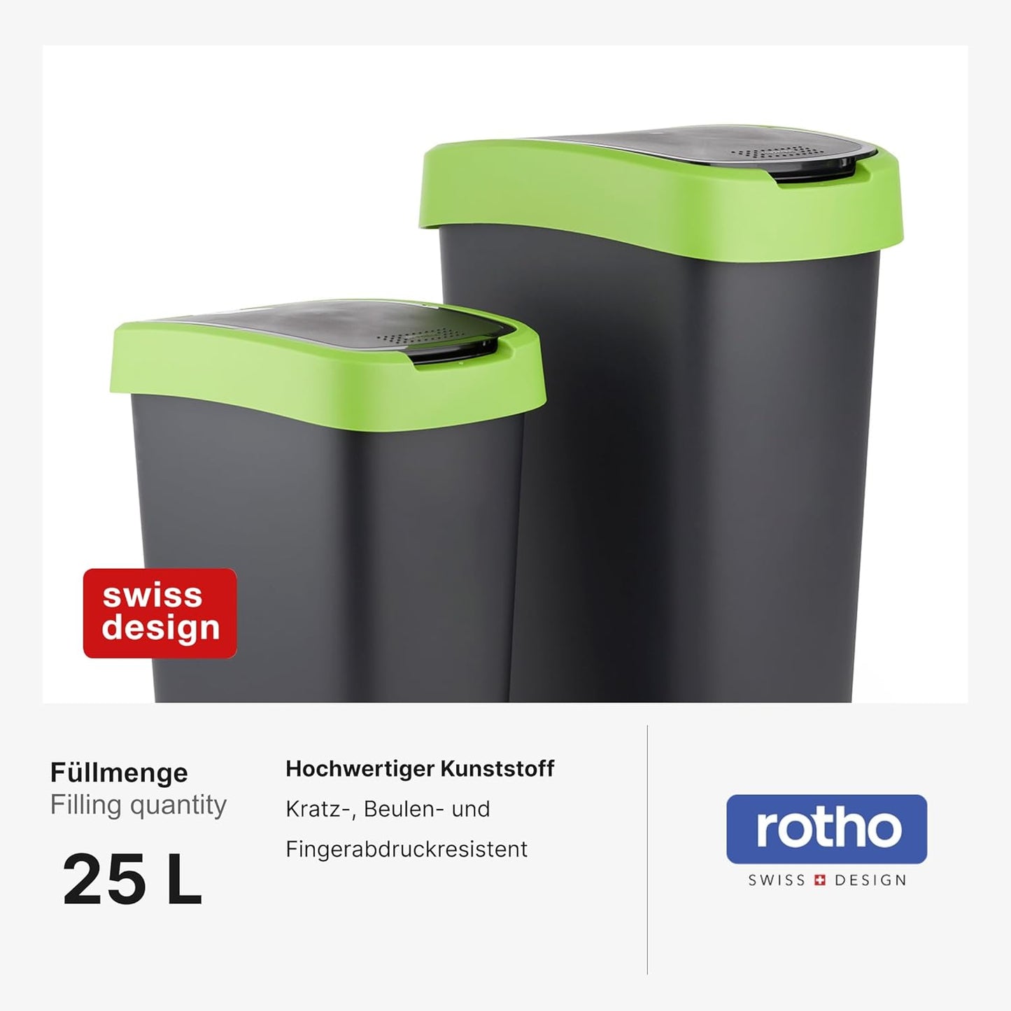 Salsa Mülleimer mit Deckel, Grün 25l