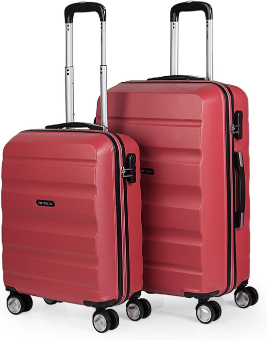 2-teiliges Hartschalen-Kofferset für Reisen, Coral Rot