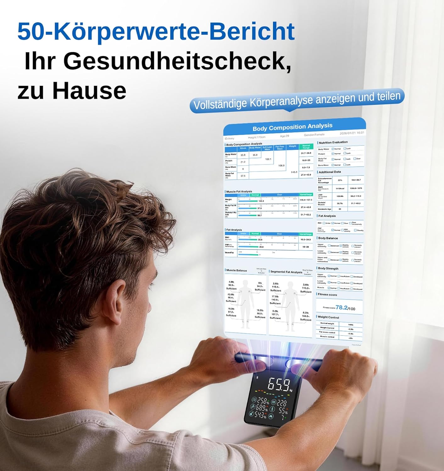 Digitale Körperfettwaage mit 8-Elektroden-Analyse, Black