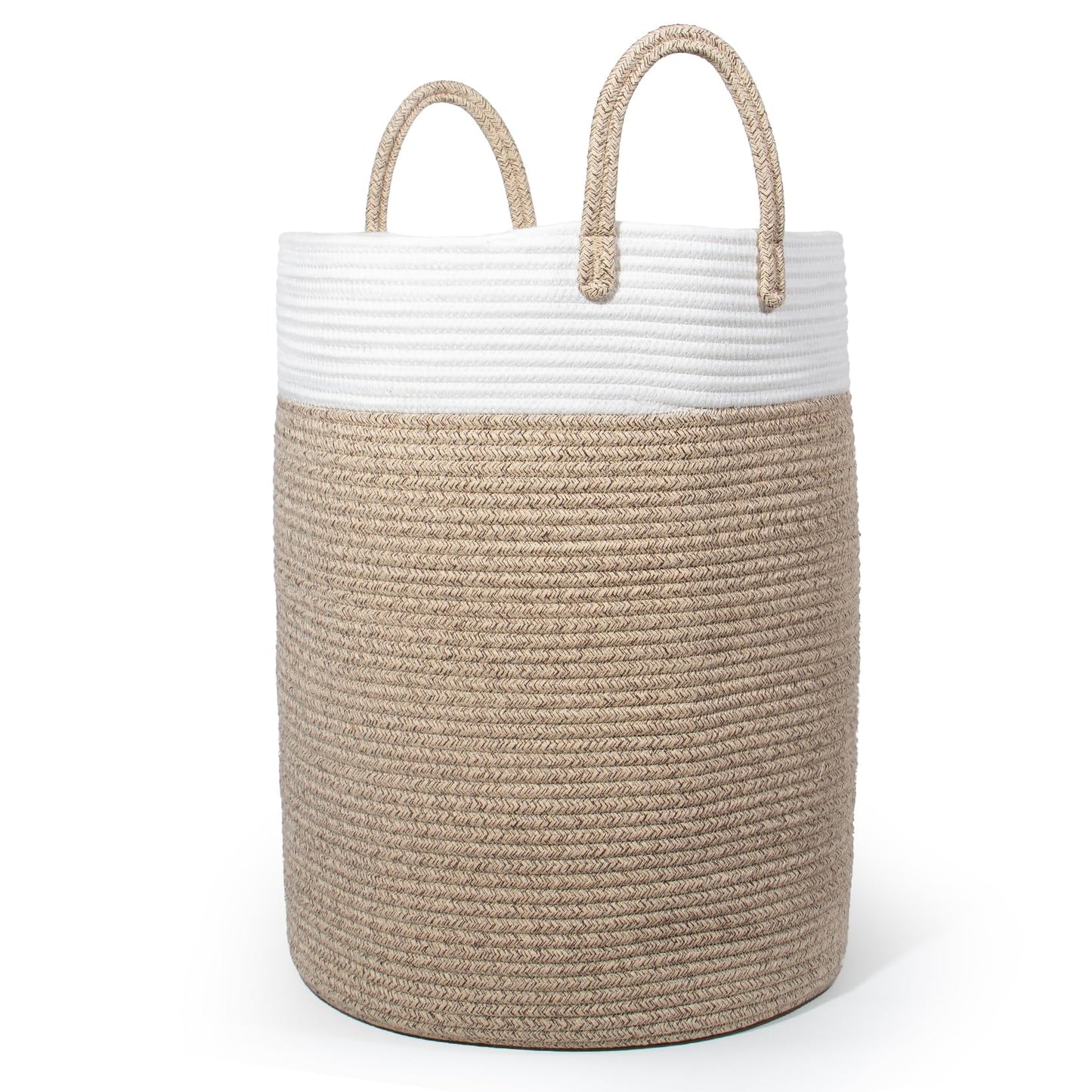 Wäschekorb mit Henkel, Braun&weiss D 38 x H 50 CM