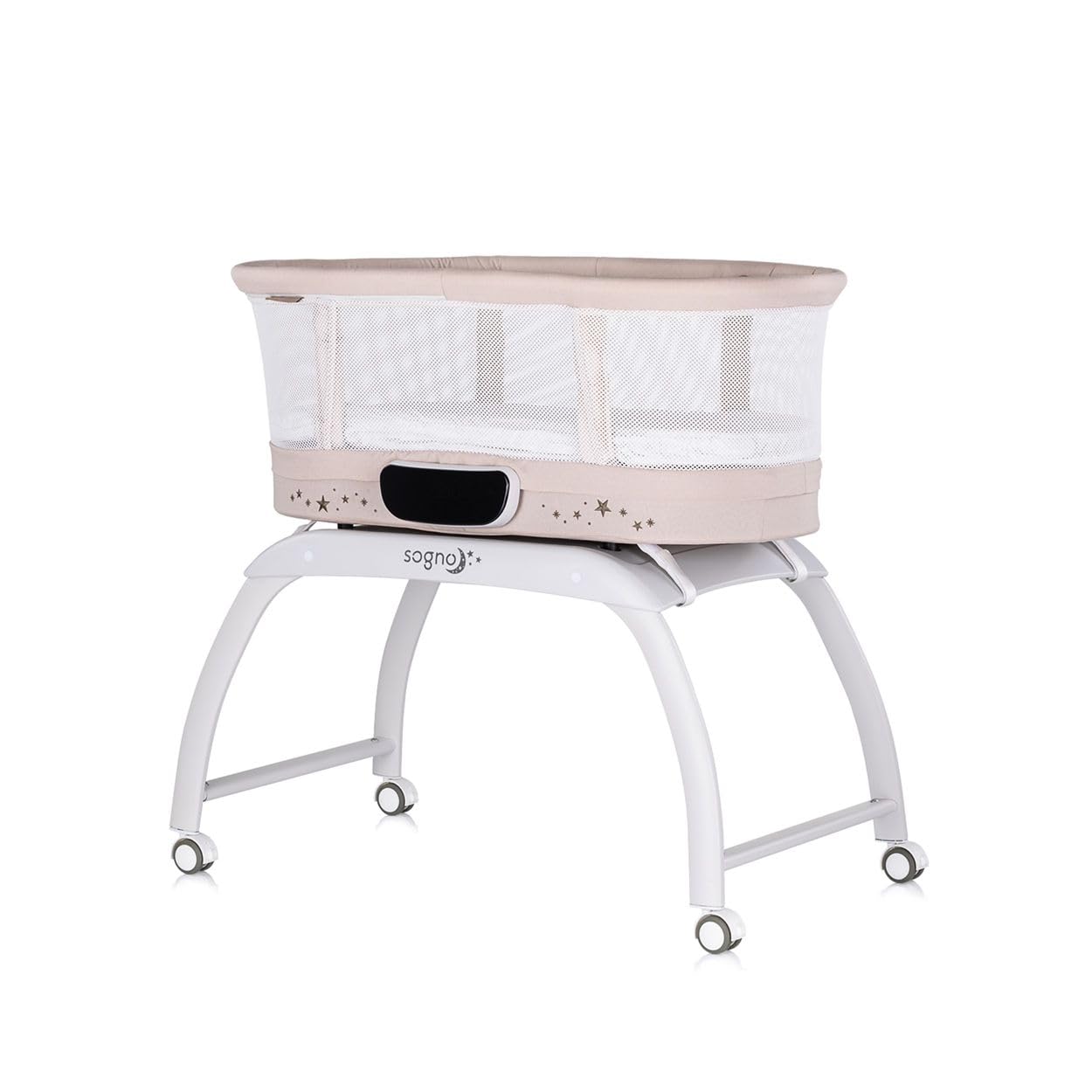 2-in-1 Beistellbett und Spieltisch Sogno mit Fernbedienung, Beige
