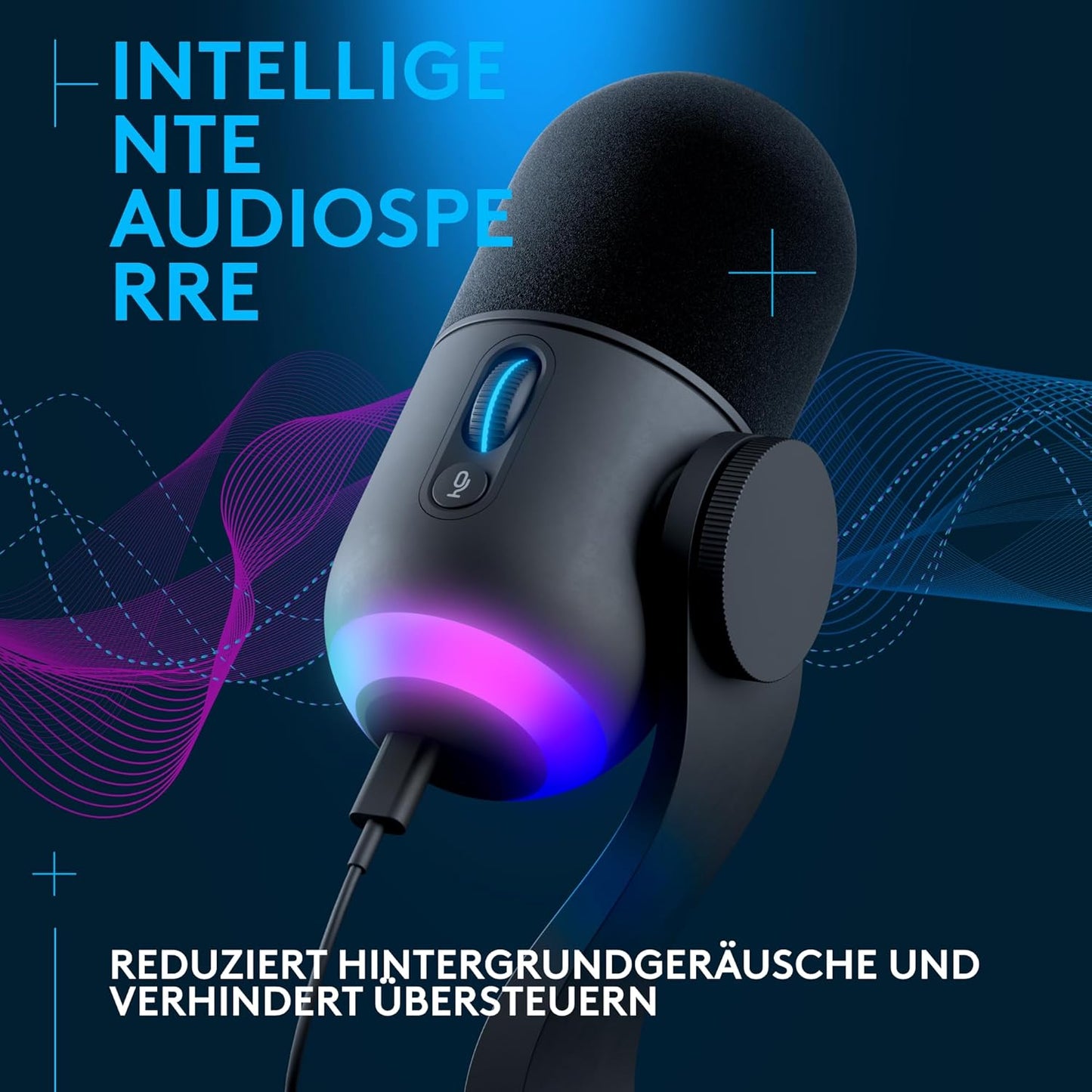 Yeticaster GX Dynamic RGB Gaming Mic, Schwarz Mikrofon + Schwenkarm