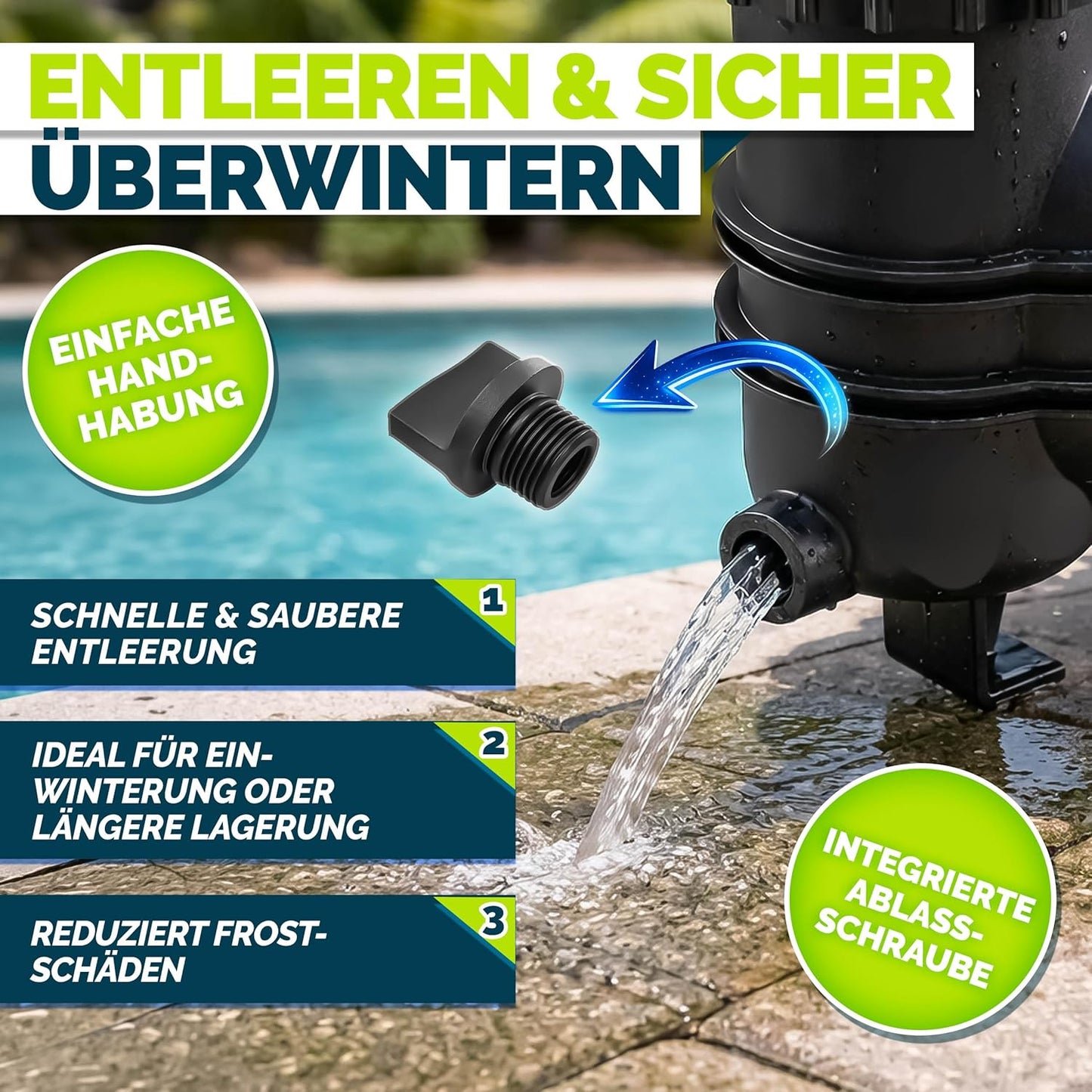 Selbstansaugende Poolpumpe mit Timer, Mit Timer 7.000 L/h - bis 22 m³ Pools